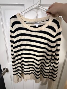 Old Navy Striped Crewneck Sweater - Black and Cream